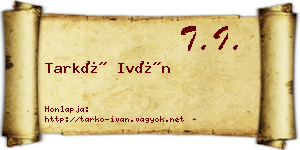 Tarkó Iván névjegykártya